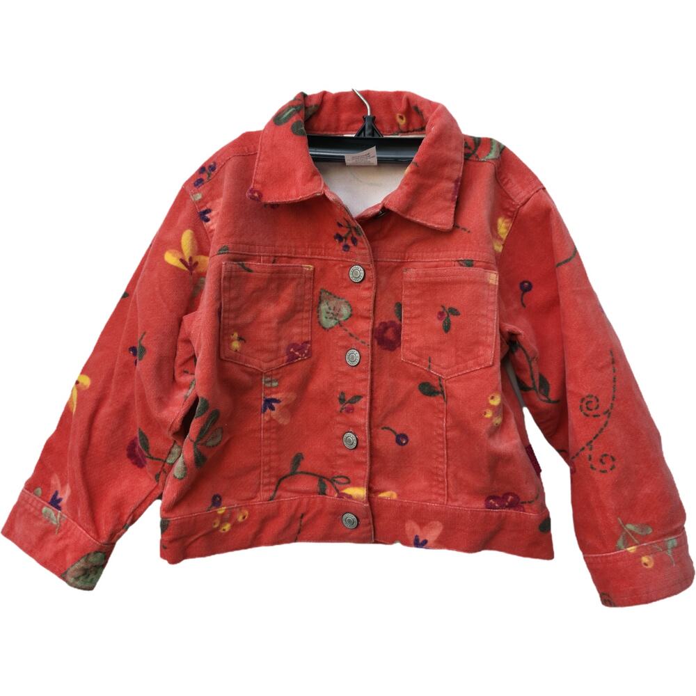 Carter's Girls 3T Corduroy Toddler Kids Jacket Red Orange Floral